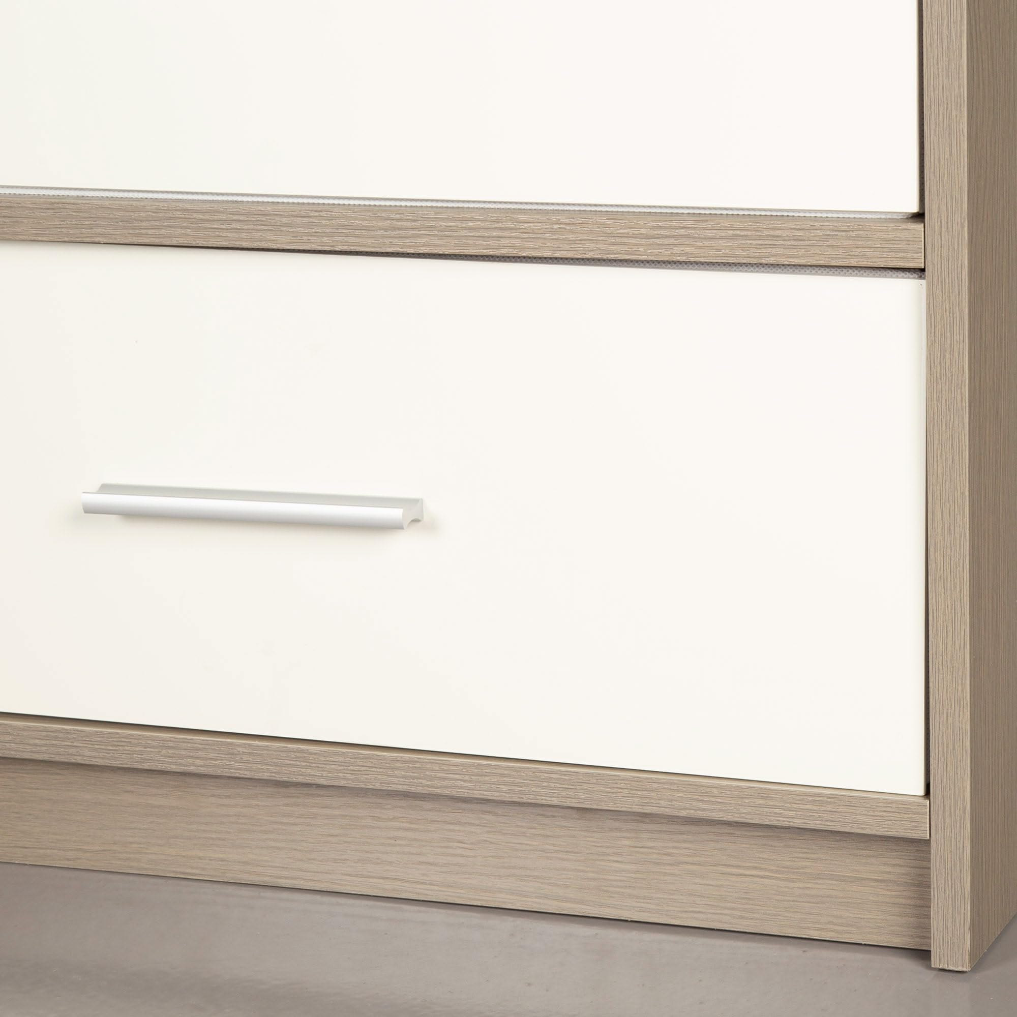 AKTIVE Max Home Cómoda dormitorio multiusos, Gris y blanco, 8 cajones de tela ligeros, 114x30x92 cm, Estructura madera, Sistema de almacenaje, Organización hogar, Decoración, Mueble vestidor (18416)