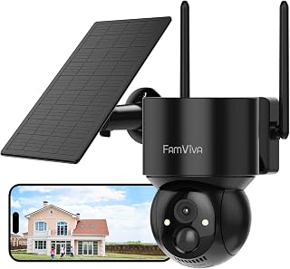 FAMVIVA 2K Solar Security Cameras Wireless Outdoor, 360°PTZ Battery Powered Cameras for Home Security, 2.4G WiFi Outdoor C Price In India