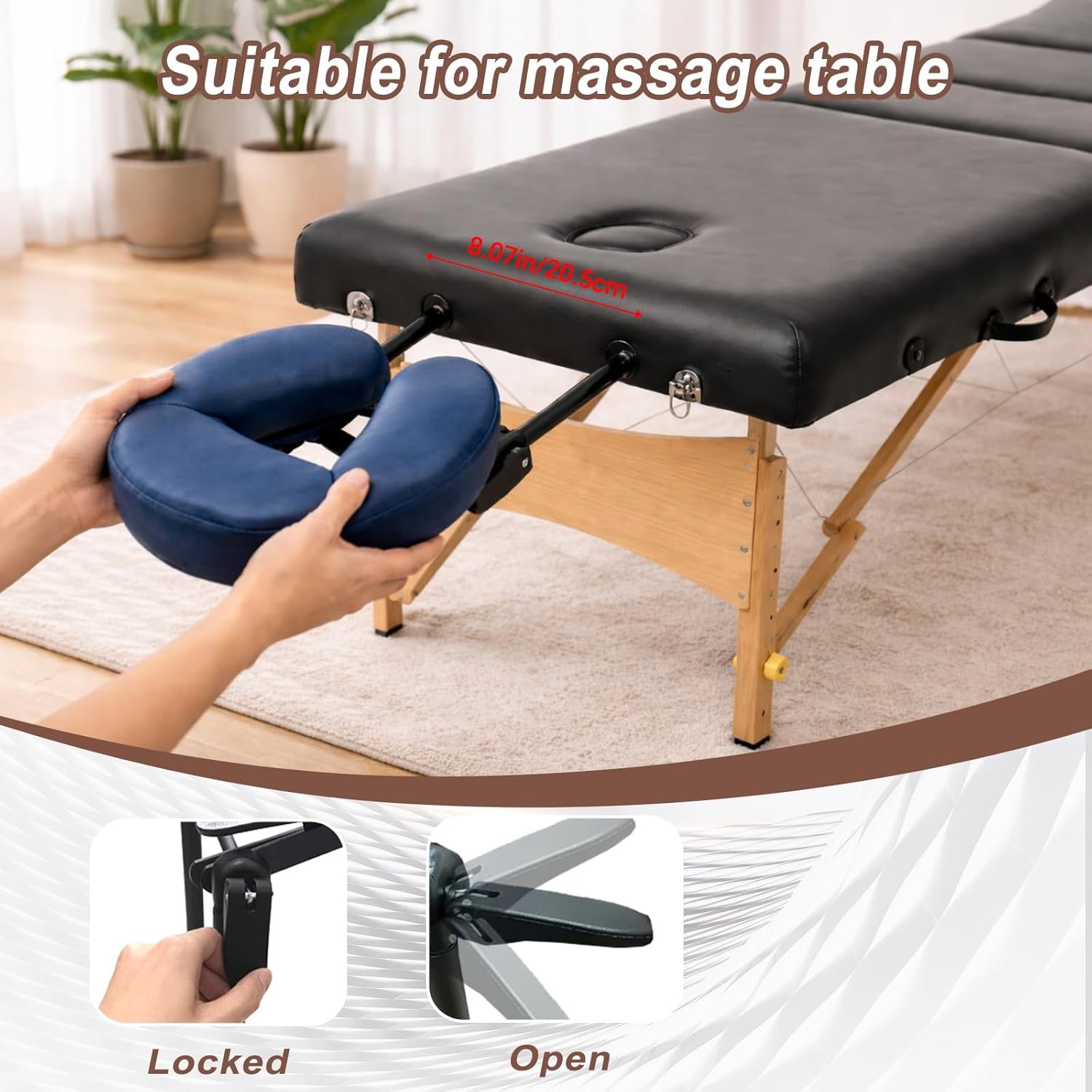 Massage Head Rest for Bed, Adjustable Massage Face Cradle, Home Mattress Top Massage Kit, Home Spa and Salon Table Attachment, Massage Pillow Face Down Perfect for Eye Surgery Recovery & Relaxation