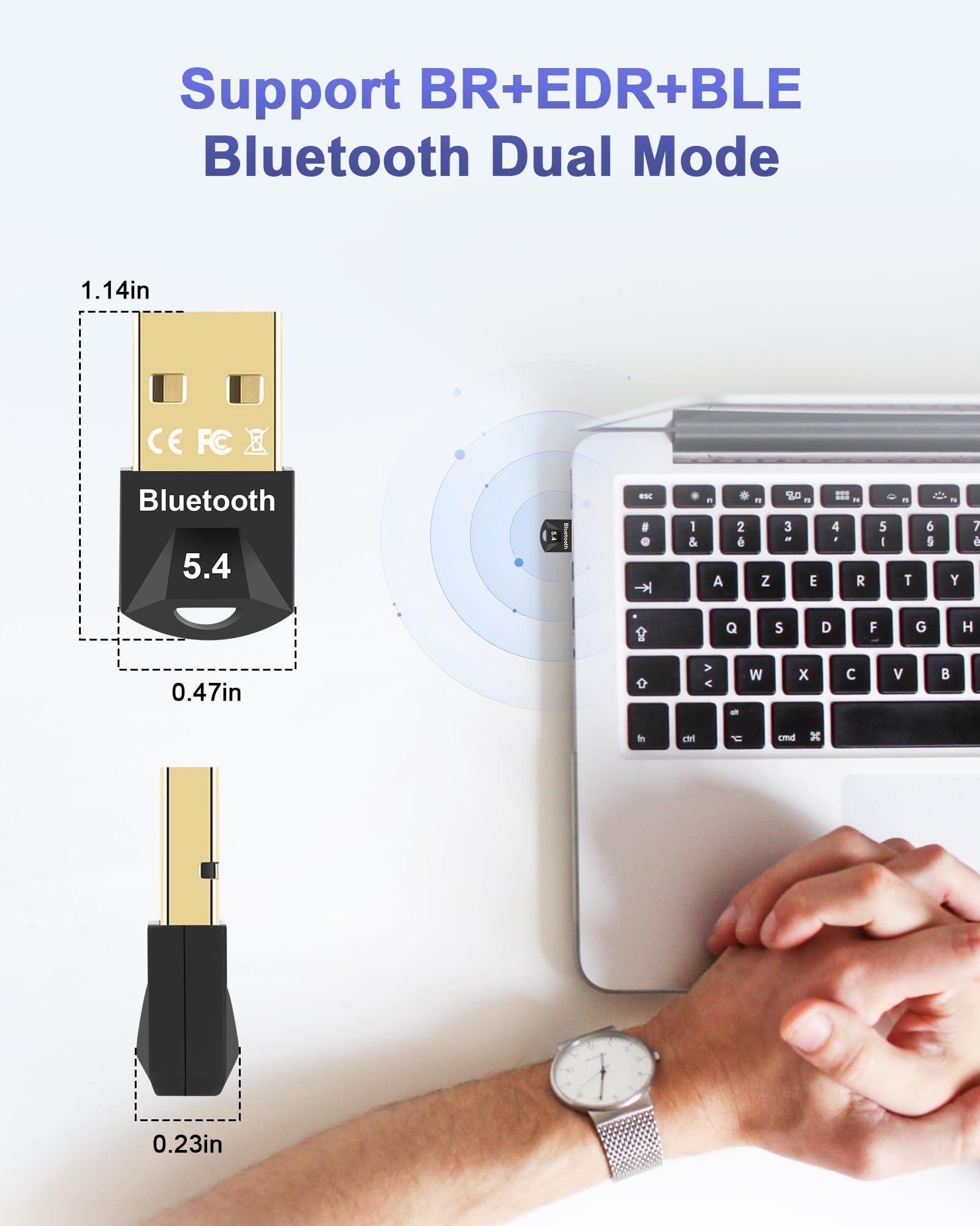 RUIZHI Adaptateur Bluetooth USB 5.4 Dongle pour PC Casque Souris Clavier Windows 11/10/8.1/7
