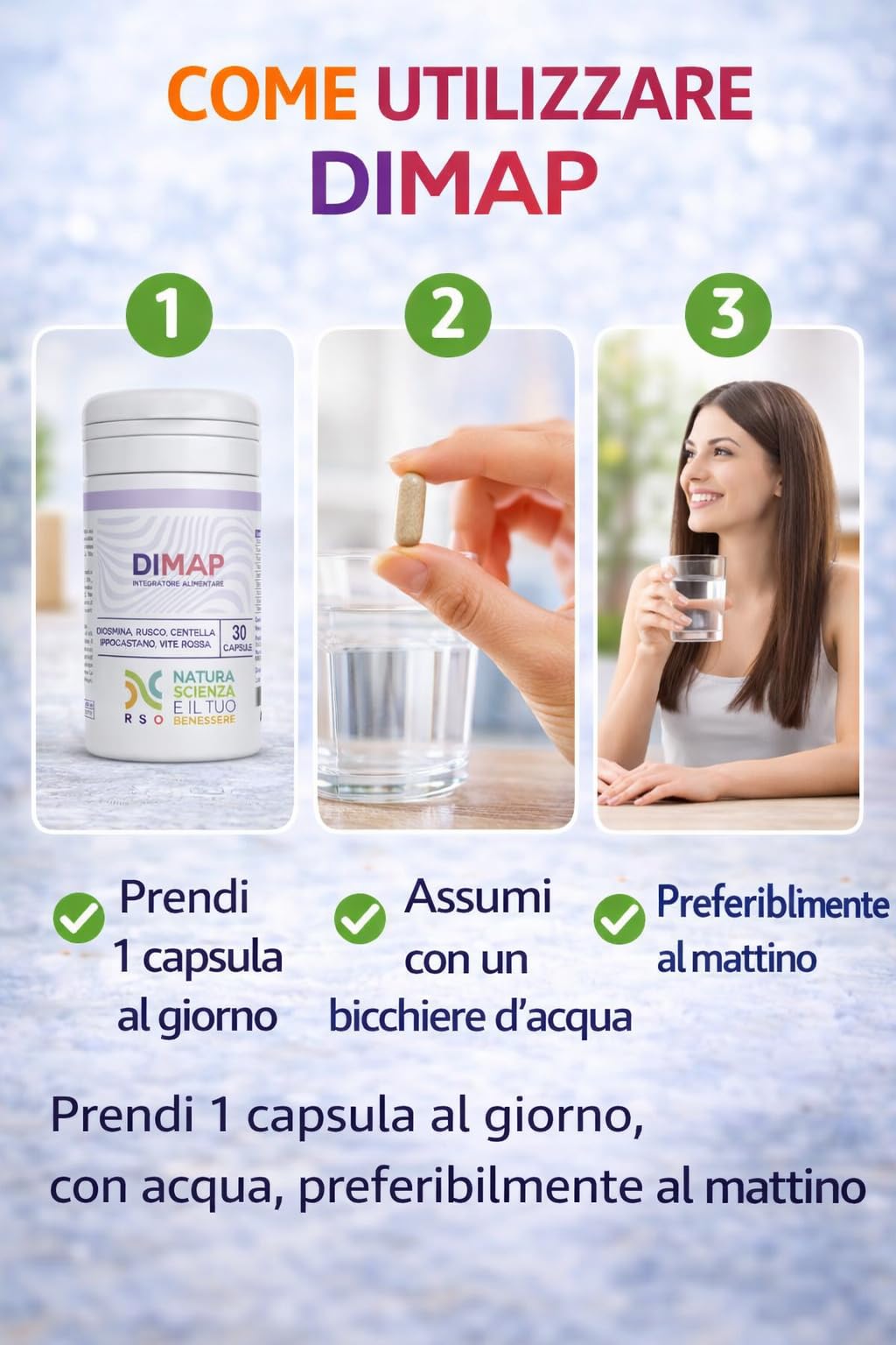DIMAP Circulation Jambes Gonflées et Varices | Diosmina 500 mg, Centella, Rusco | 30 Capsules | Complément pour Lourdeur, Microcirculation et Capillari | Fabriqué en Italie