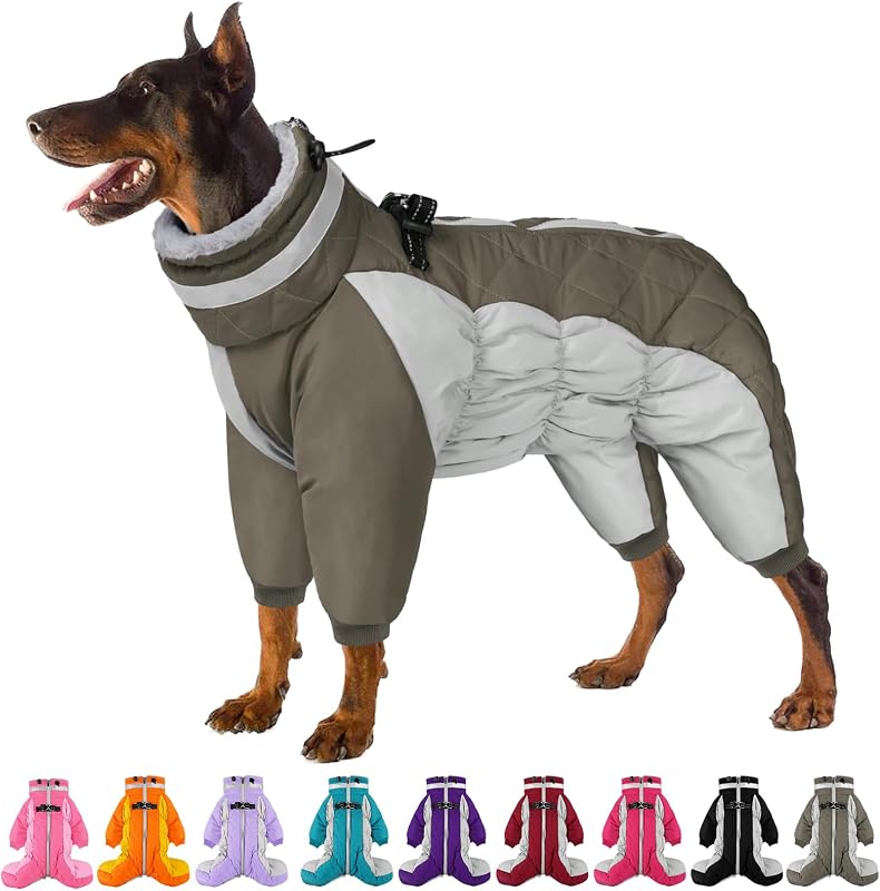 Casaco para Cães com Pernas, Forro de Fleece e Detalhes Refletivos SUNFURA Verde Militar Tamanho S