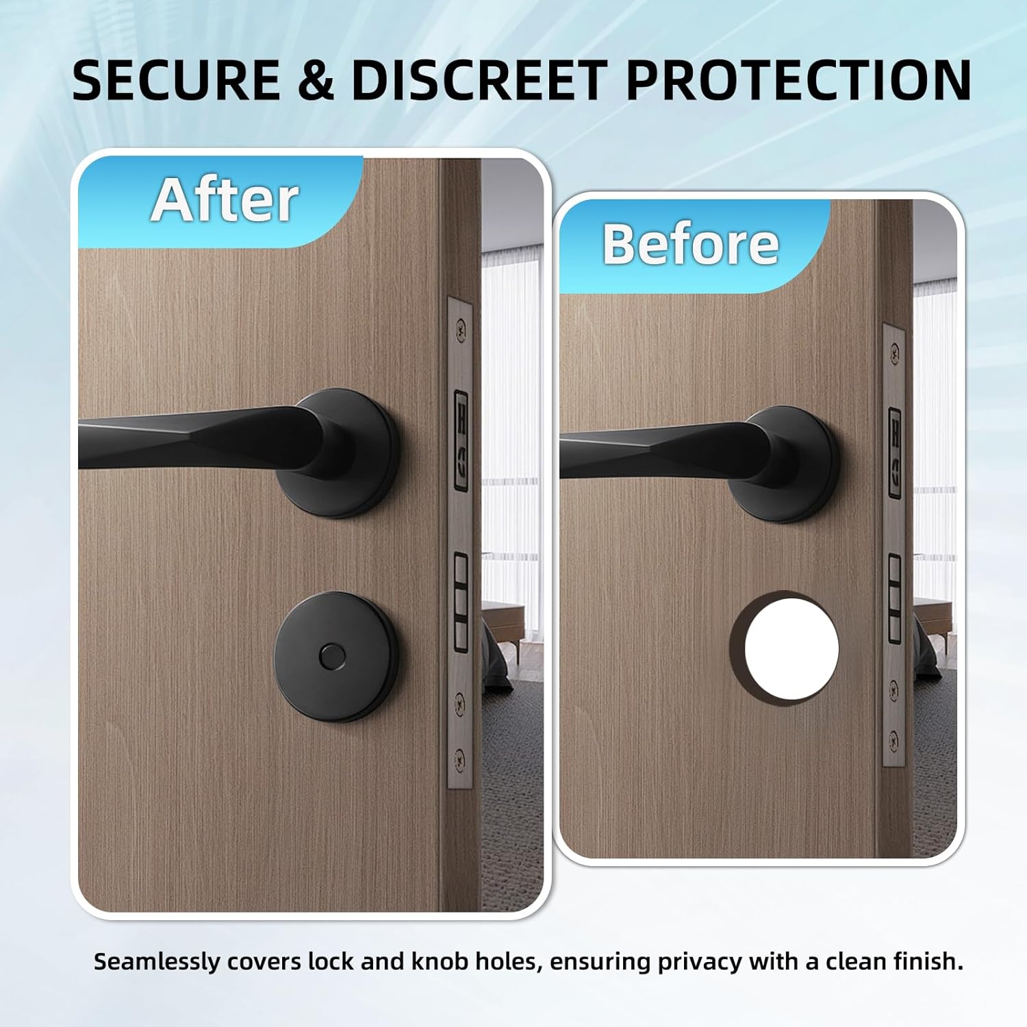 2 Set Door Hole Cover Plate 2-5/8" Deadbolt Cover Plate, Stainless Steel Door Knob Hole Covers Black Deadbolt Lock Covers Holes Filler Plates