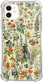 Capa de flores vintage francesas compatível com iPhone 11, capa floral flor do velho mundo para iPhone 11, capa de telefone de TPU fofa e legal