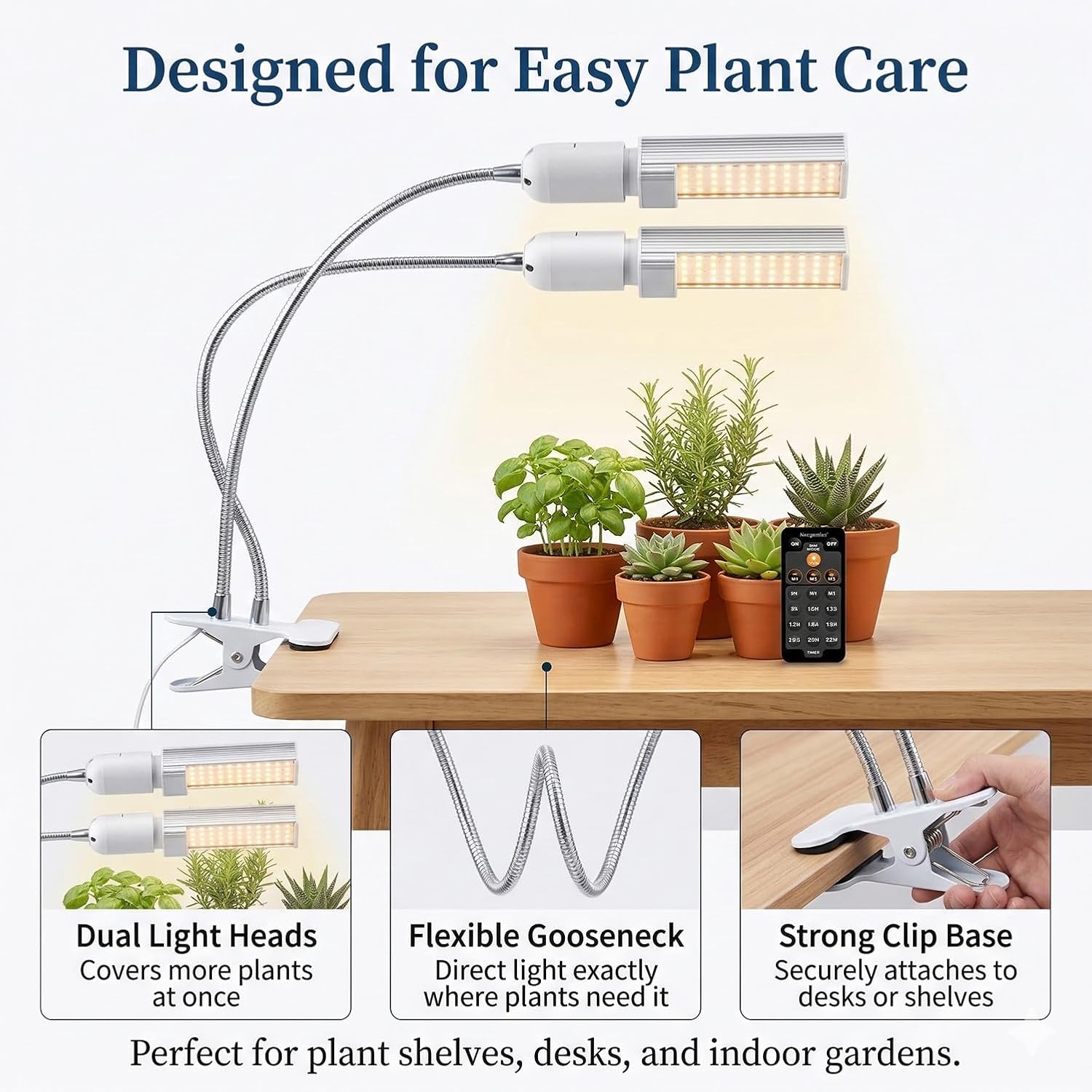 Smart LED Grow Lights for Indoor Plants - Real Time Sunlight Brightness Simulation, Full Spectrum Grow Light with 2-24 Hours Timer, Auto on/Off, Independent Control Dual Heads, Dimmable