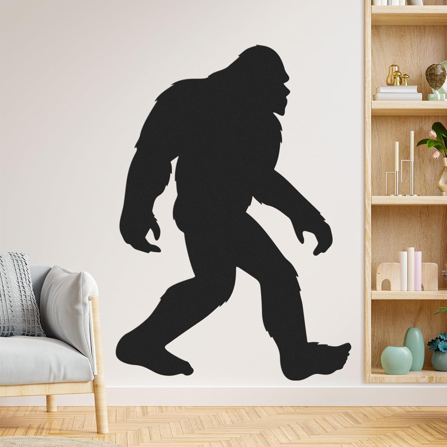 Large Bigfoot Wall Decal 60 x 42 Inch Sasquatch Big Foot Silhouette Peel and Stick Wall Decals for Office Home Decor Gifts for Sasquatch Bigfoot Lovers(Black)