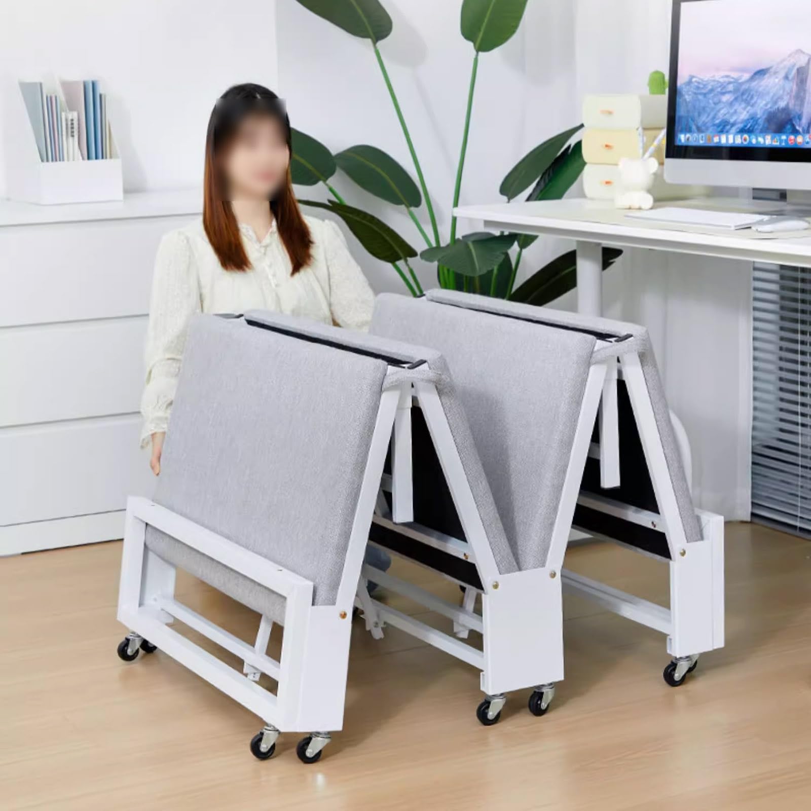 Brandina Pieghevole con Materasso Struttura in Tubo d'Acciaio Ispessito Perfetto per Casa, Ospiti, Viaggi, Vacanze, con Ruote(194 * 60 * 30cm)
