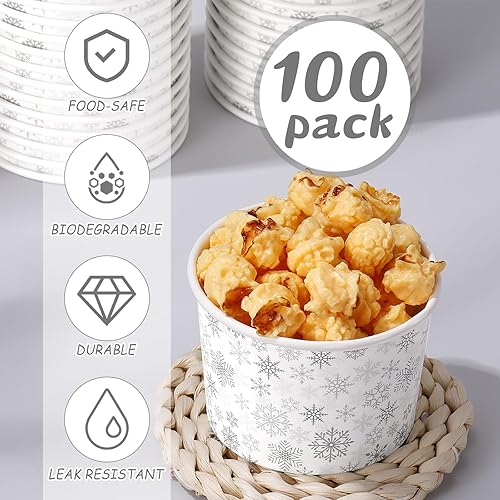 Miniatura 3 de Nuanchu Paquete de 100 tazas de aperitivos de Año Nuevo chino, 9 onzas, cuencos de papel de Año Nuevo Lunar para aperitivos Año del Dragón, cuencos