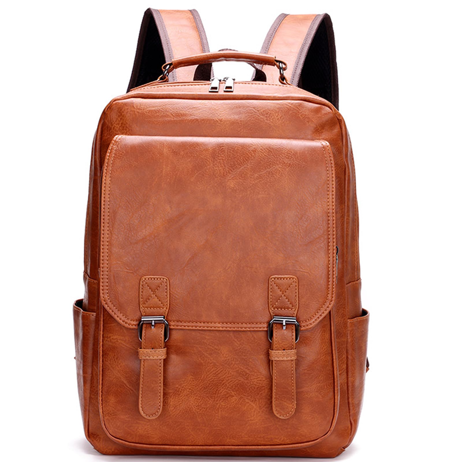 GLOOMALL PU Leather Backpack Laptop Computer Bag for Men Large Capacity Business Bag Travel Daypack