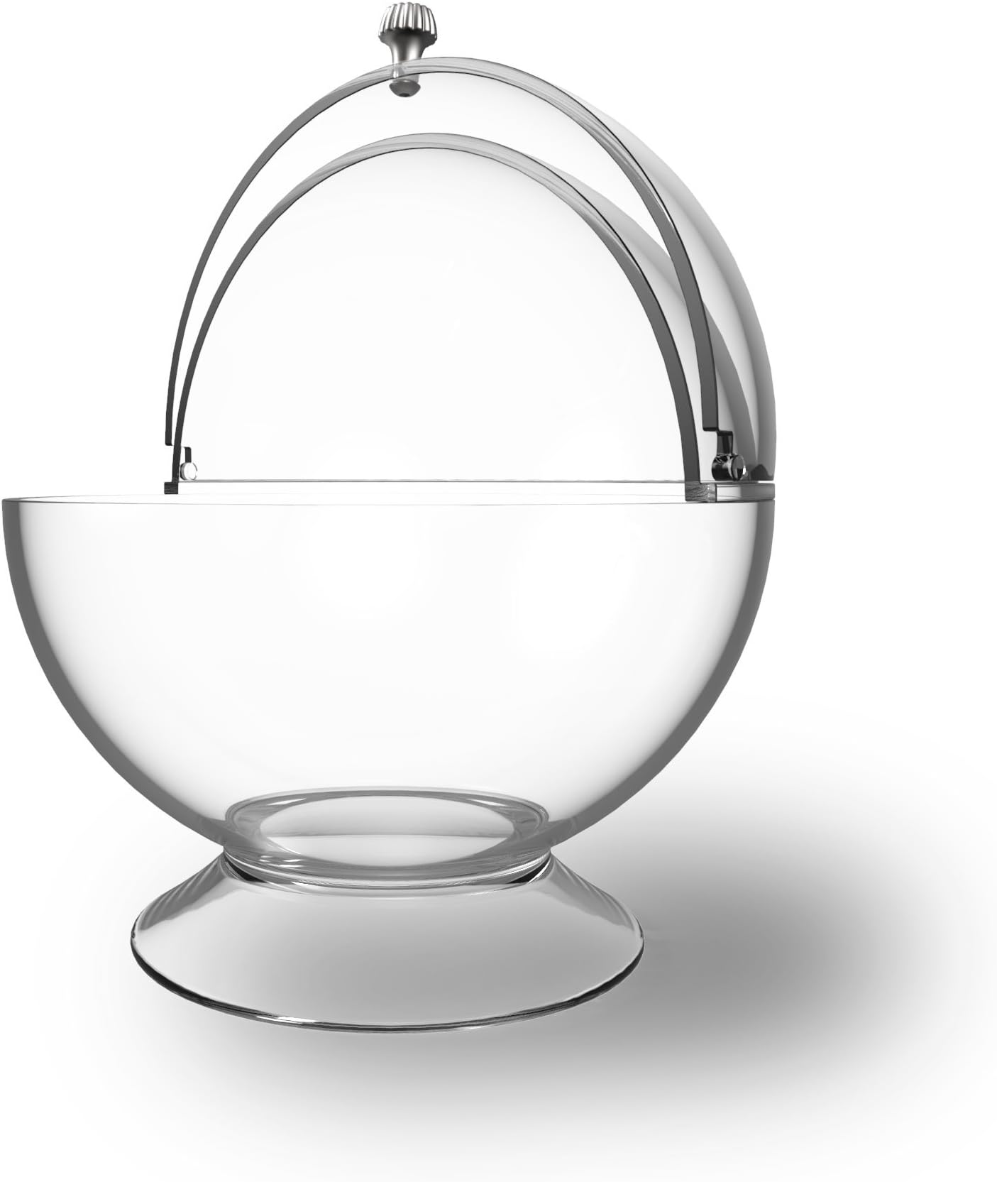 Clear Candy Bowl - Cookies, Candies, Mints for Office, Parties, Home Storage Plastic Display Jar with Covered Lid by Chef Buddy