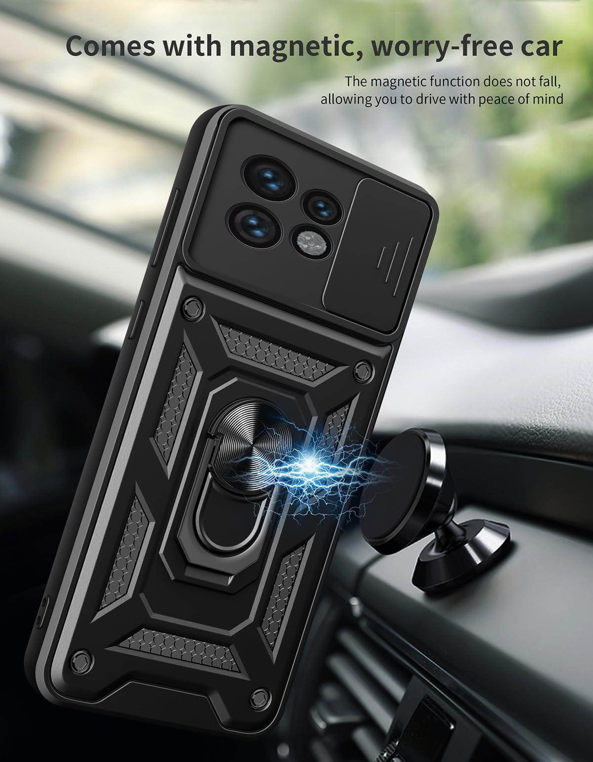 DESSEN Cover per Motorola Moto Edge 30 5G con Design a Quadrante e Anello Ring Premium Pelle Custodia Compatibile con Supporto Magnetica Antiurto Protezione Rugged Case Bumper, Nero