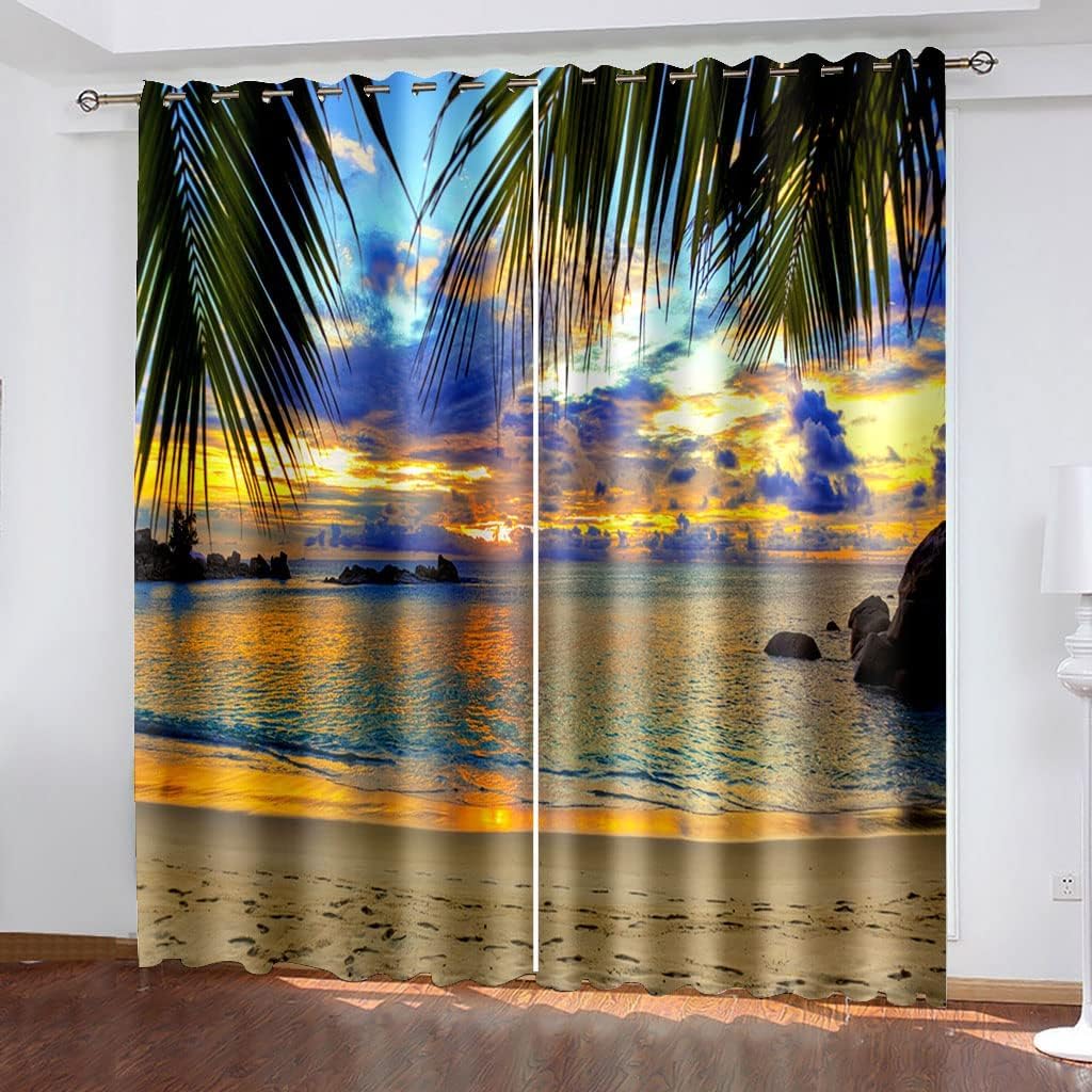 Rideau occultant palmiers pour chambre adulte ambiance vacances