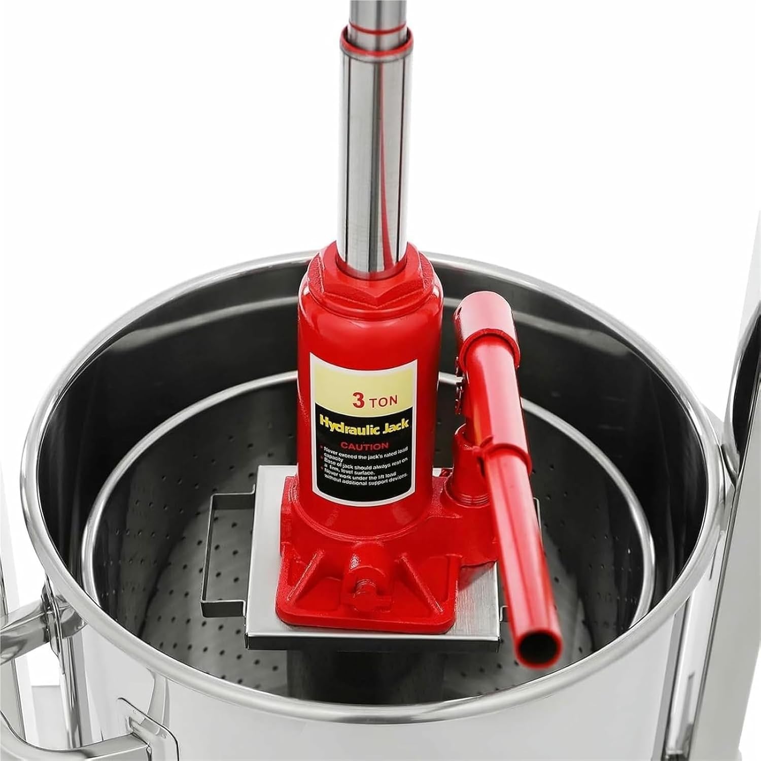 Fruit Wine Press， Stainless Steel Cider Press with Hydraulic Jack for Juice Making - for Carrots Oranges Berries(36L)