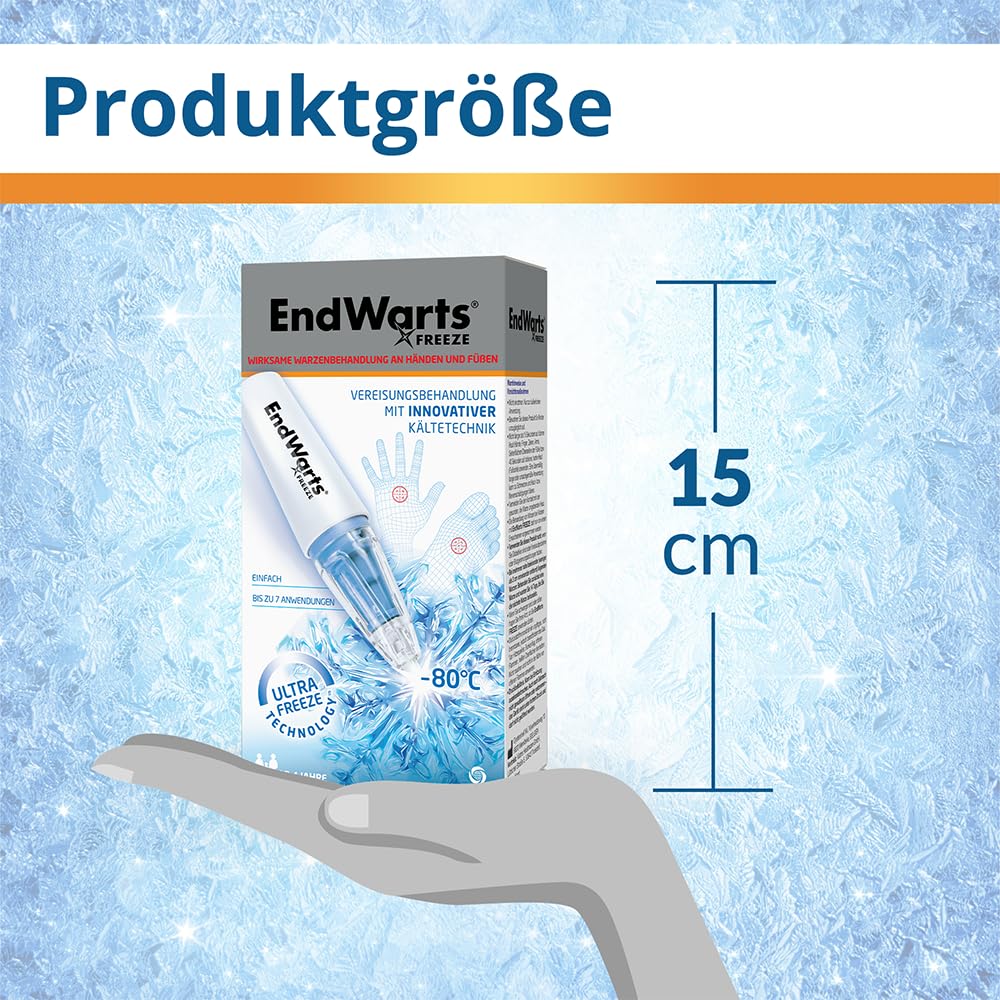 EndWarts FREEZE: Warzen & Dornwarzen behandeln, Vereisungsmittel zur Behandlung von Stielwarzen an Händen, Armen & Füßen, 7-Einweg-Spitzen