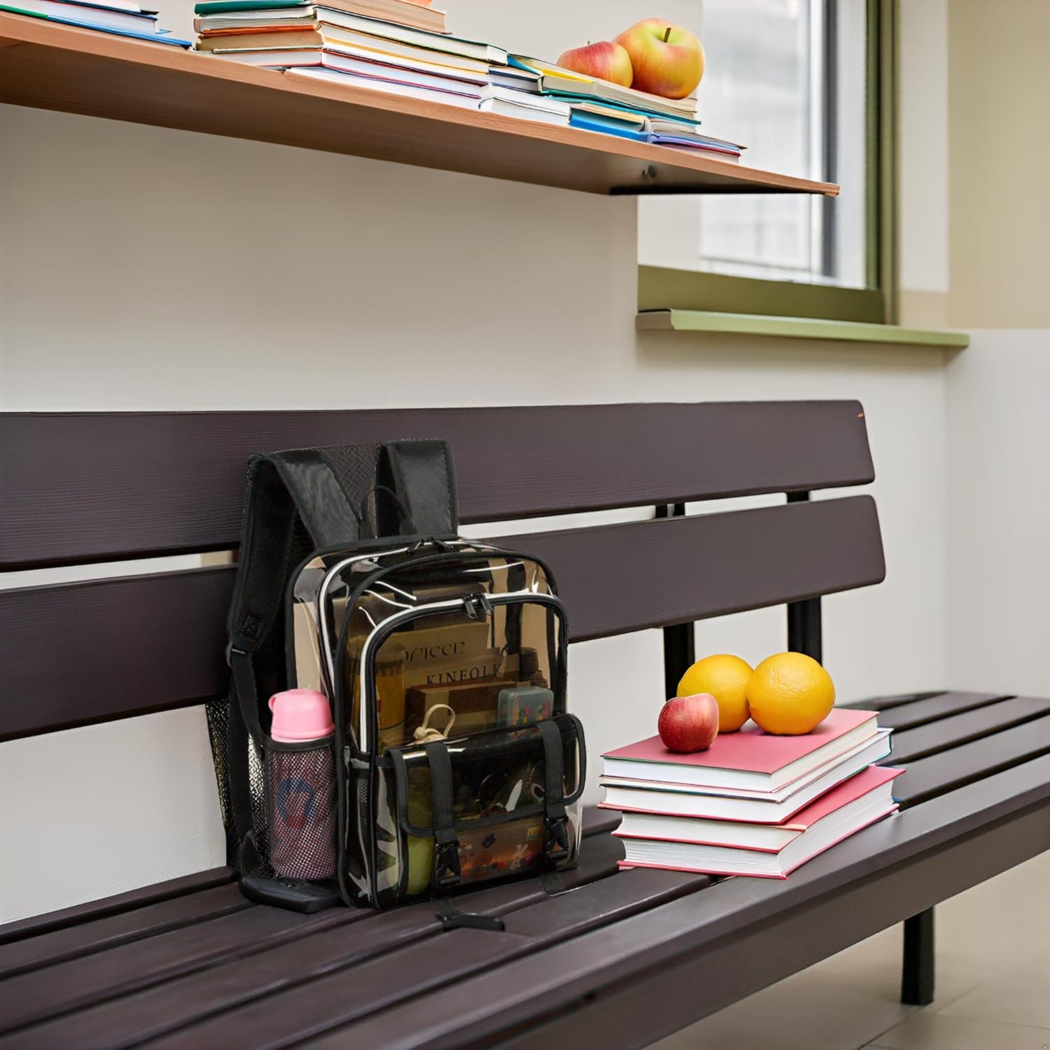 Clear Backpack, 15 inch Heavy Duty See Through Backpack for Boys and Girls Clear Book Bag with Multi-pockets, Brown - Image 7