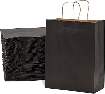Download Amazon Com Black Paper Bags With Handles 10x5x13 Inches 50 Pcs Paper Shopping Bags Bulk Gift Bags Kraft Party Favor Goody Take Out Merchandise Retail Bags 80 Pcw Debbie Size Medium Large Health