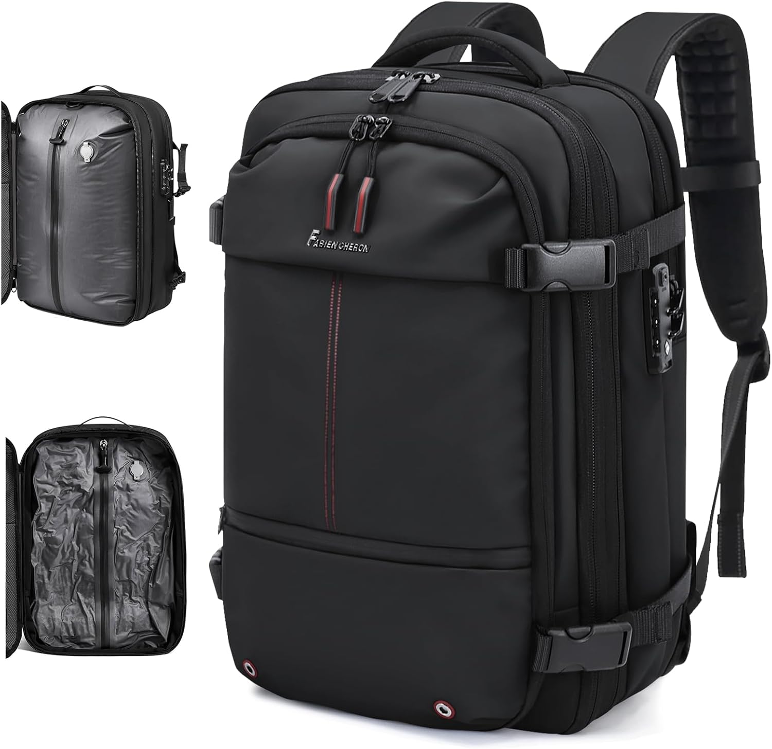 Travel Backpack with Vacuum System,60L Expandable Vacuum Backpack Travel with TSA Lock,17.3 inch Laptop Backpacks Vacpack Backpacks with Vacuum(Black,No Air Pump)