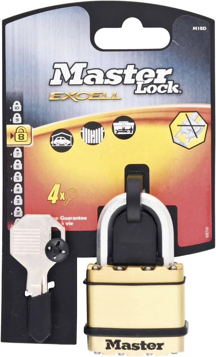 Master Lock (マスターロック) 南京錠 鍵式 プロ仕様 防錆 屋外 ハイセキュリティ 本体幅45mm 吊高内径24mm 防犯 マグナム M1BEURD