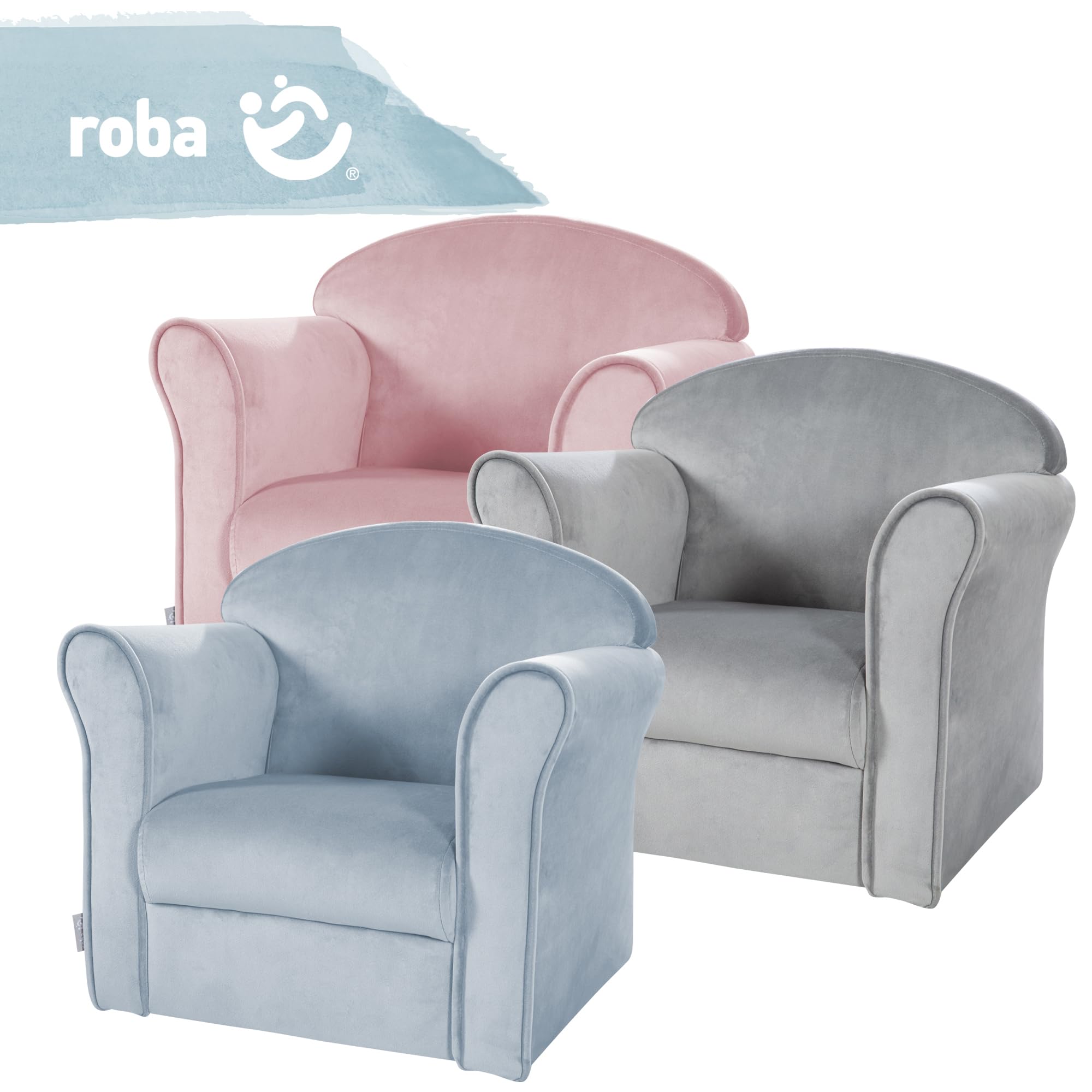 roba Poltrona per Bambini Lil Sofa - con Braccioli - Tessuto in Velluto - Morbido e Soffice - Arredamento per Bambini - per la Cameretta - dai 18 Mesi - Rosa