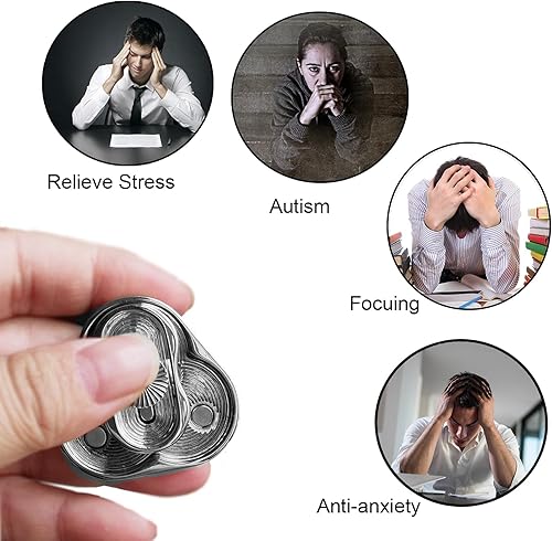 Miniatura 6 de YANZHE Juguete antiestrés de metal, triángulo y deslizador magnético, juguetes EDC para adultos, alivio del estrés y la ansiedad, color plateado