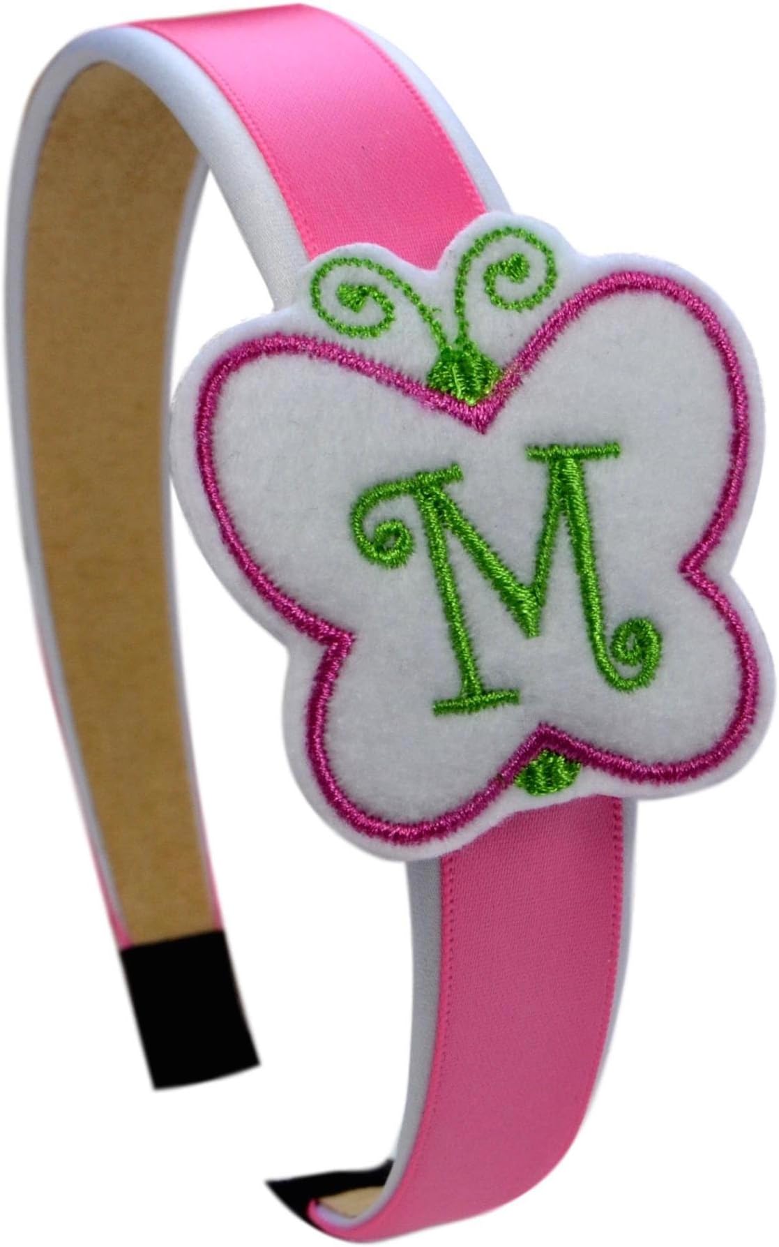 Funny Girl Designs Girls Initial Headband Personalized with Monogram Butterfly - You Choose Letter