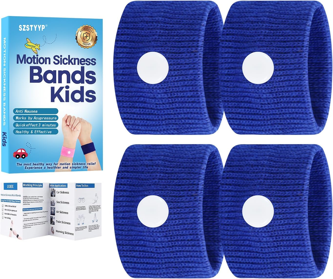 Motion Sickness Bands for Kids, Travel Sickness Relief Wristbands, Anti-Nausea Wristbands for Morning Sickness…