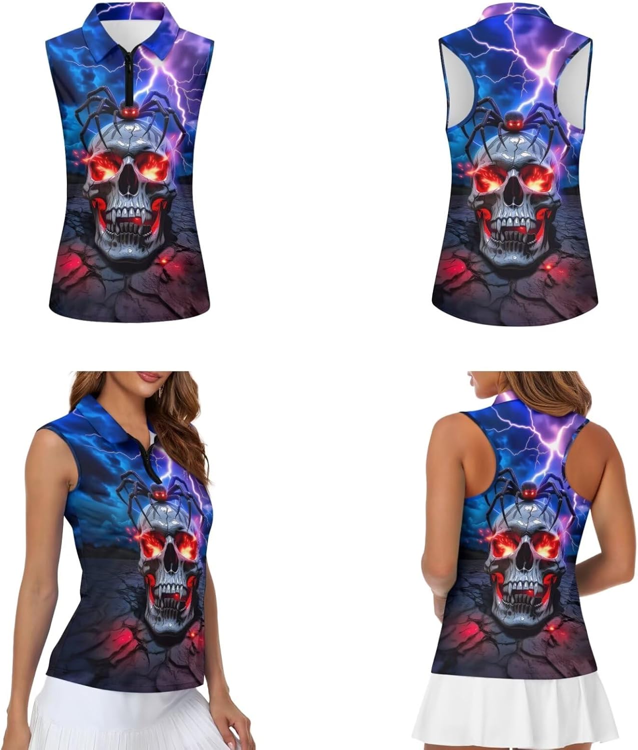 Belidome Halloween Couple Matching Golf Shirts | Stretch 1/4 Zipper Collar Polo for Men Women, Moisture Wicking Quick Dry Golf Outfit for Halloween