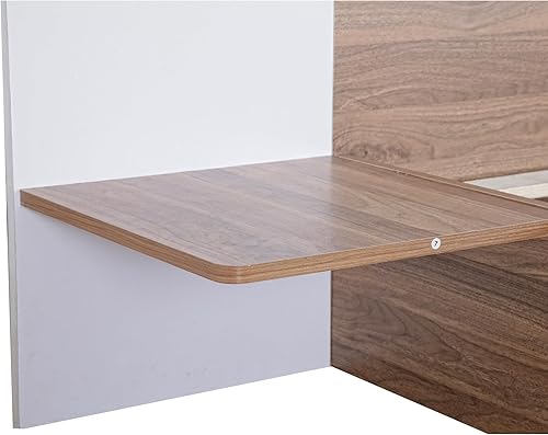 Miniatura 6 de SOFTSEA Marco de cama Queen con puertos USB y enchufes, plataforma de madera con cabecero y estantes