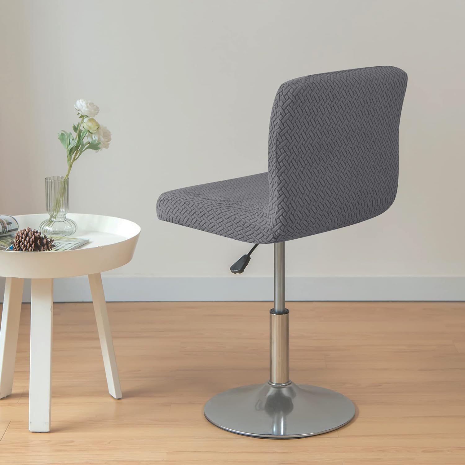 HFCNMY Bar Stool Covers with Backs,4 Pack Stretch Bar Stool Chair Covers,Jacquard Bar Stool Covers,Washable Bar Chair Covers Swivel Barstool Covers Slipcovers with Back Dark Gray