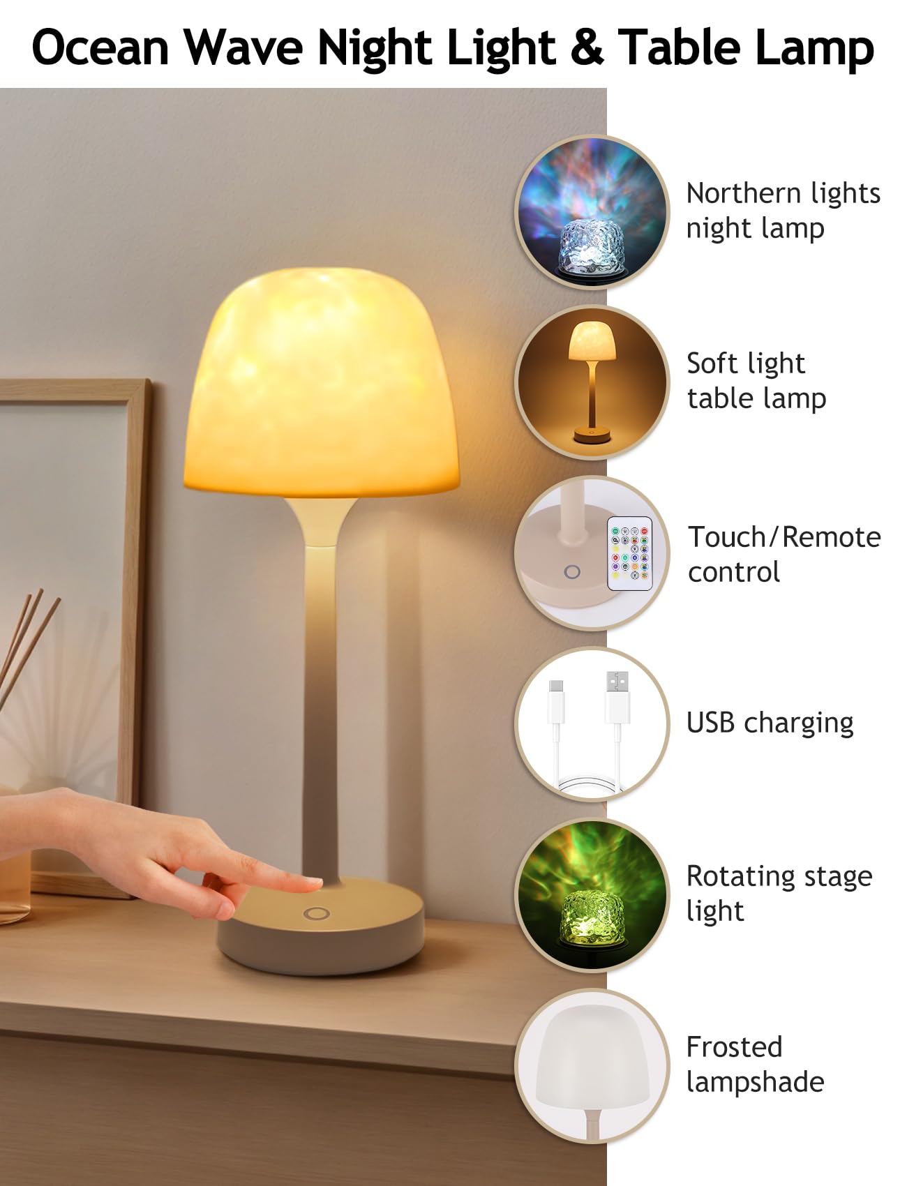 Ocean Lamp LED Proiettore cielo stellato Creativo Aurora Lampada 16 Colori 30 Effetti di Illuminazione con Telecomando per Camera Decorazione, Luce d'Umore per Regali Festa (BIG