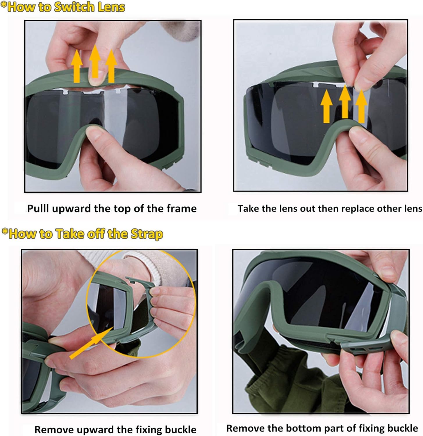 No-branded Tactical Goggles Airsoft Paintball Military Shooting Goggles UV Protection 3 Lens : Sports & Outdoors