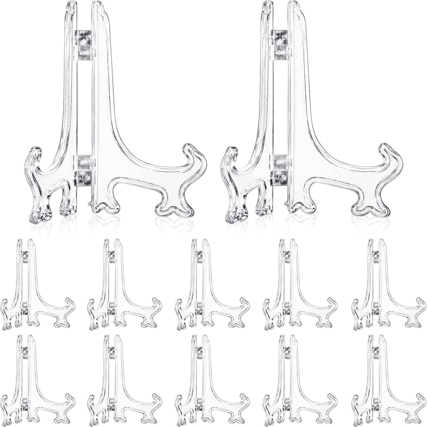 FCfit Clear Plate Stand, 12 Pack Acrylic Easel Plate Display Stands Plastic Easels Display Clear