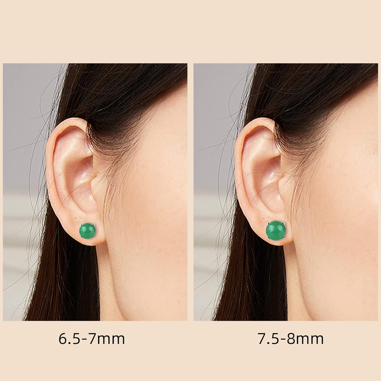 Jade Stud Earrings for Women, Natural Green Small Jade Sterling Silver Hypoallergenic Earrings Lucky Jewelry Gift for Graduation Birthday Anniversary Holidays - Image 7