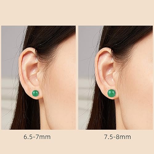 Miniatura 7 de Jade Stud Earrings for Women Natural Green Small Jade Hypoallergenic Earrings 18k Gold Plated Sterling Silver Jewelry Gifts for Graduation Birthday