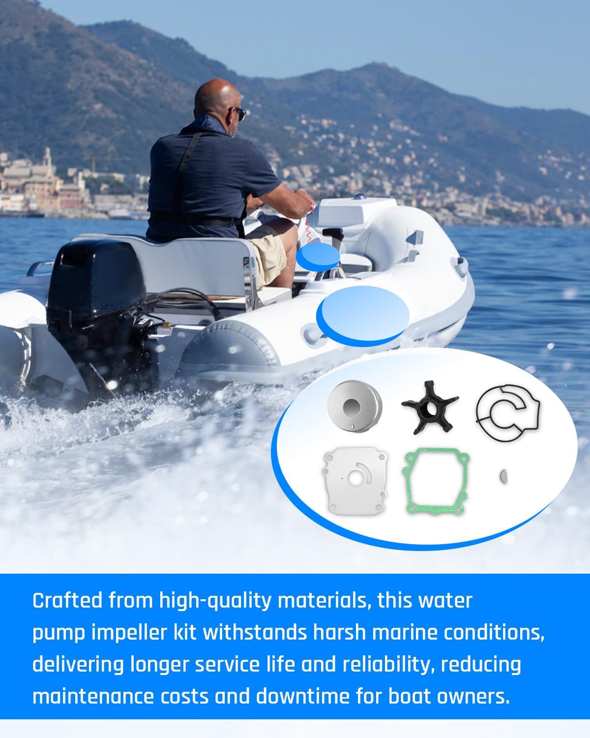 Water Pump Impeller Repair Kit Fit for Suzuki Outboard 4 Stroke DF100A DF115A DF140A Models 100 115 140 HP Motor Replaces 17400-92J21 17400-92J22 17400-92J23