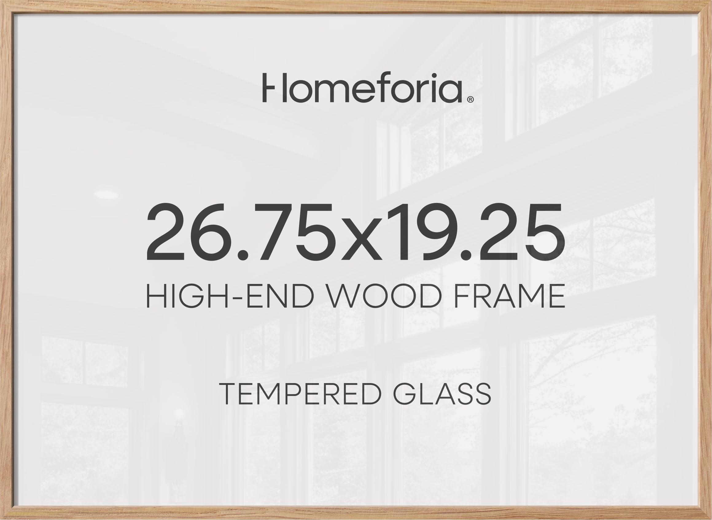 Homeforia 19.25x26.75 Puzzle Frame Wooden, High End Natural Oak 19.25 x 26.75 Picture Frames Light Wood without Mat, 26.75x19.25 Frame for Wall, 19.25by26.75 Frames, Tempered Glass, Wall Kit, Set of 1