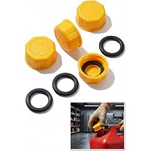 4 PCS Gas Can Caps, 5 Gallon Gas Can Caps Replacement, Leak-Proof Coarse Thread Fuel Tank Lids for Gasoline Diesel, Portable Outdoor Self-Driving Fuel Container Accessories Yellow