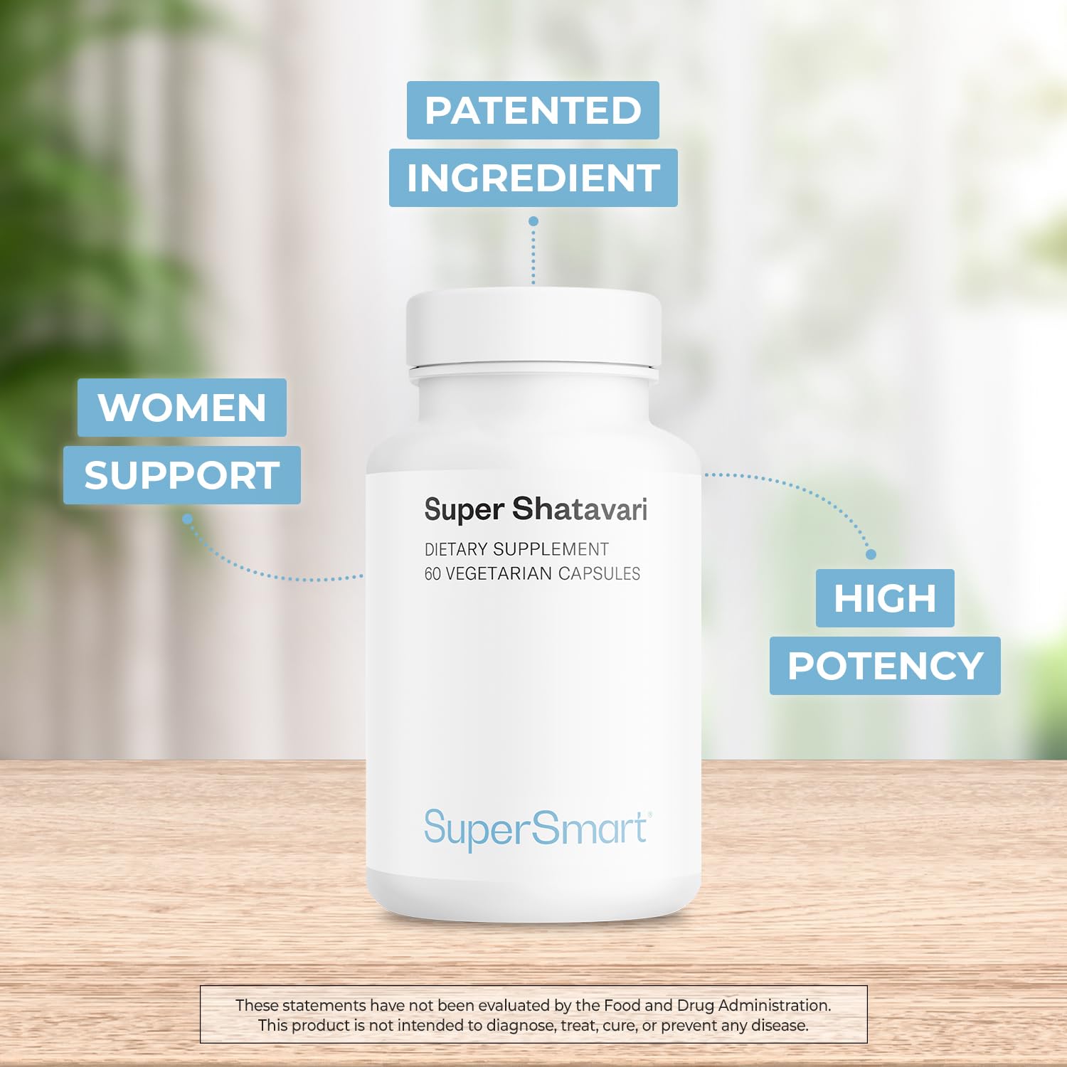 Super Shatavari - Soutien Naturel pour la Ménopause - Réduction des Bouffées de Chaleur, Sueurs Nocturnes, Fatigue et Changements d’Humeur - Etude clinique - 60 Gélules Végétales - SuperSmart