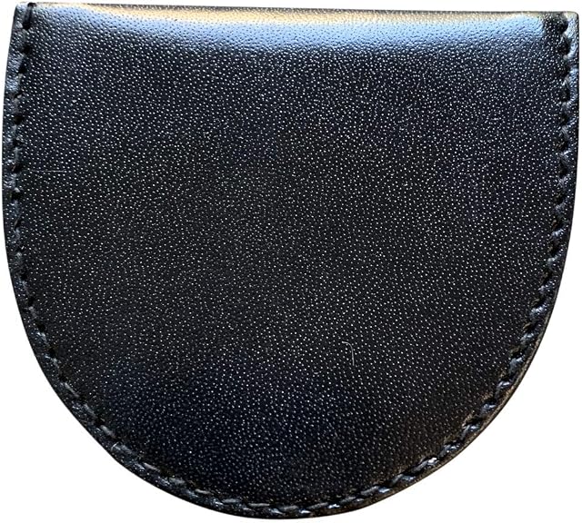 Lorenz Men's Leather Horse Shoe Shape Tray Coin Purse - Black