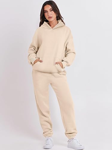 Miniatura 2 de ANRABESS - Conjunto de 2 piezas para mujer, sudadera holgada con capucha, pantalones de chándal, conjunto de moda Y2K, ropa de otoño