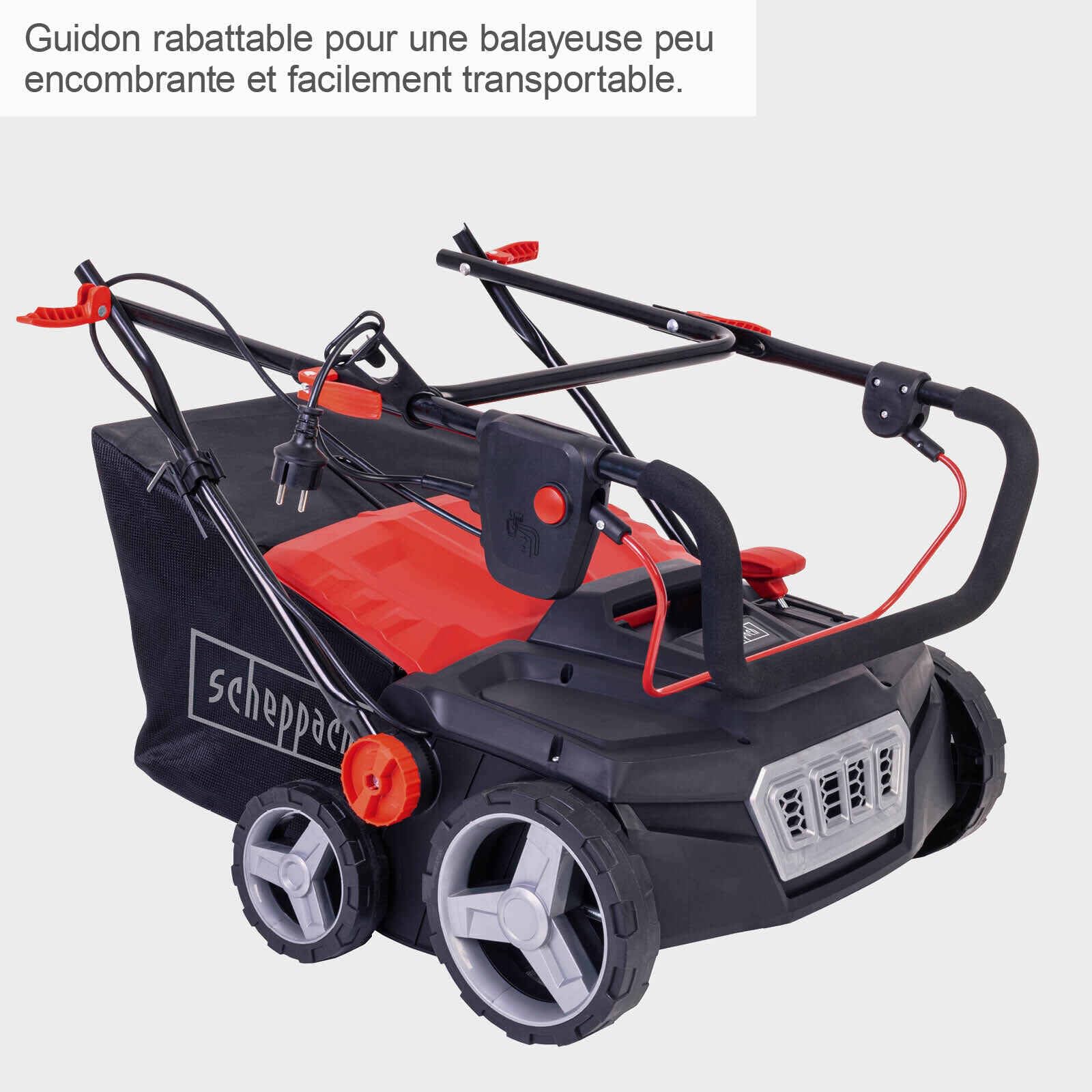 Scheppach Balayeuse électrique pour Gazon Artificielle ELS1800-1800W - Brosse hélicoïdale Incluse - Idéal pour Le Nettoyage des entrées de Maisons et de Jardins - Balayeuse mécanique