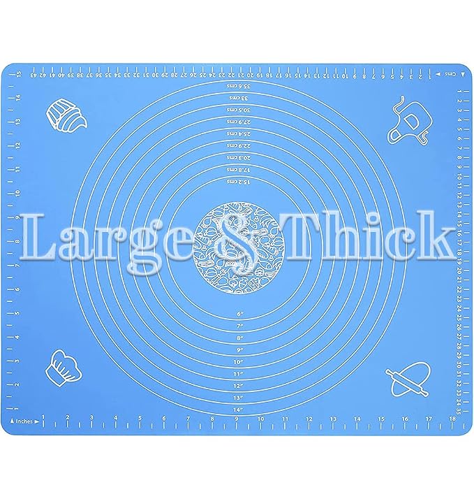 Non-Stick Silicone Baking Pastry Mat, 50 x 40cm Non-Slip Silicone Fondant Mat - Dough Rolling Mat with Measurement BPA Free (Large)