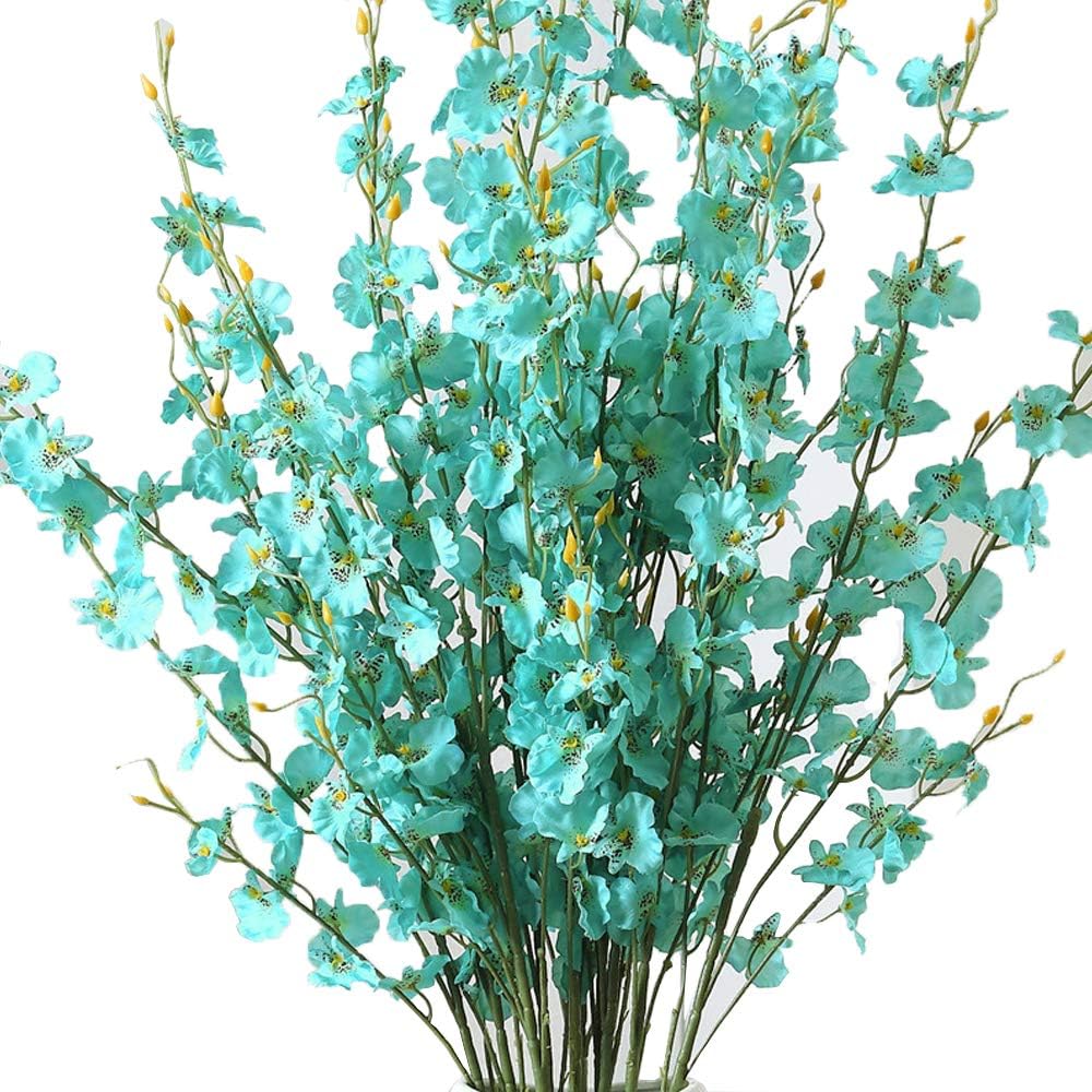 LI HUA CATArtificial Flowers, Fake Flowers,Plastic Flowers,10 Pieces of Orchid Dancing Lady Butterfly Orchid,Phalaenopsis amabilis,Moth Orchid for Art,Shop,Store,Interior Decoration (Blue)