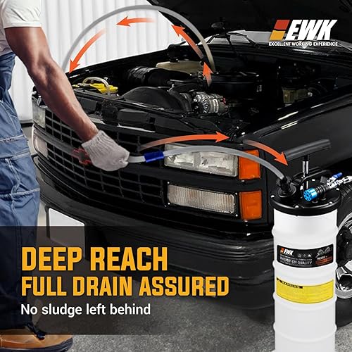 Miniatura 5 de EWK aspiradora y cambiador de aceite de 6.5 litros neumática/manual, bomba extractora de líquido, removedor de tanque