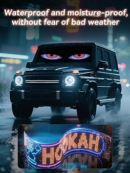 Asunder Devil Eyes Light for Cars, 23.6in x 4.7in Led Eyes for Car Windshield, Programmable LED Eyes for Truck Windshield, Flexible LED Display for Car with Remote and APP Control