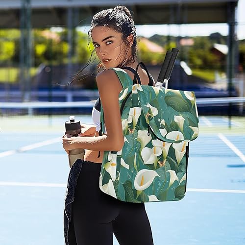 Miniatura 7 de Mochila de bádminton de tenis, transpirable, elegante, lirio de cala, turquesa, 3 raquetas de bádminton, bolsa de pickleball para mujeres, hombres,