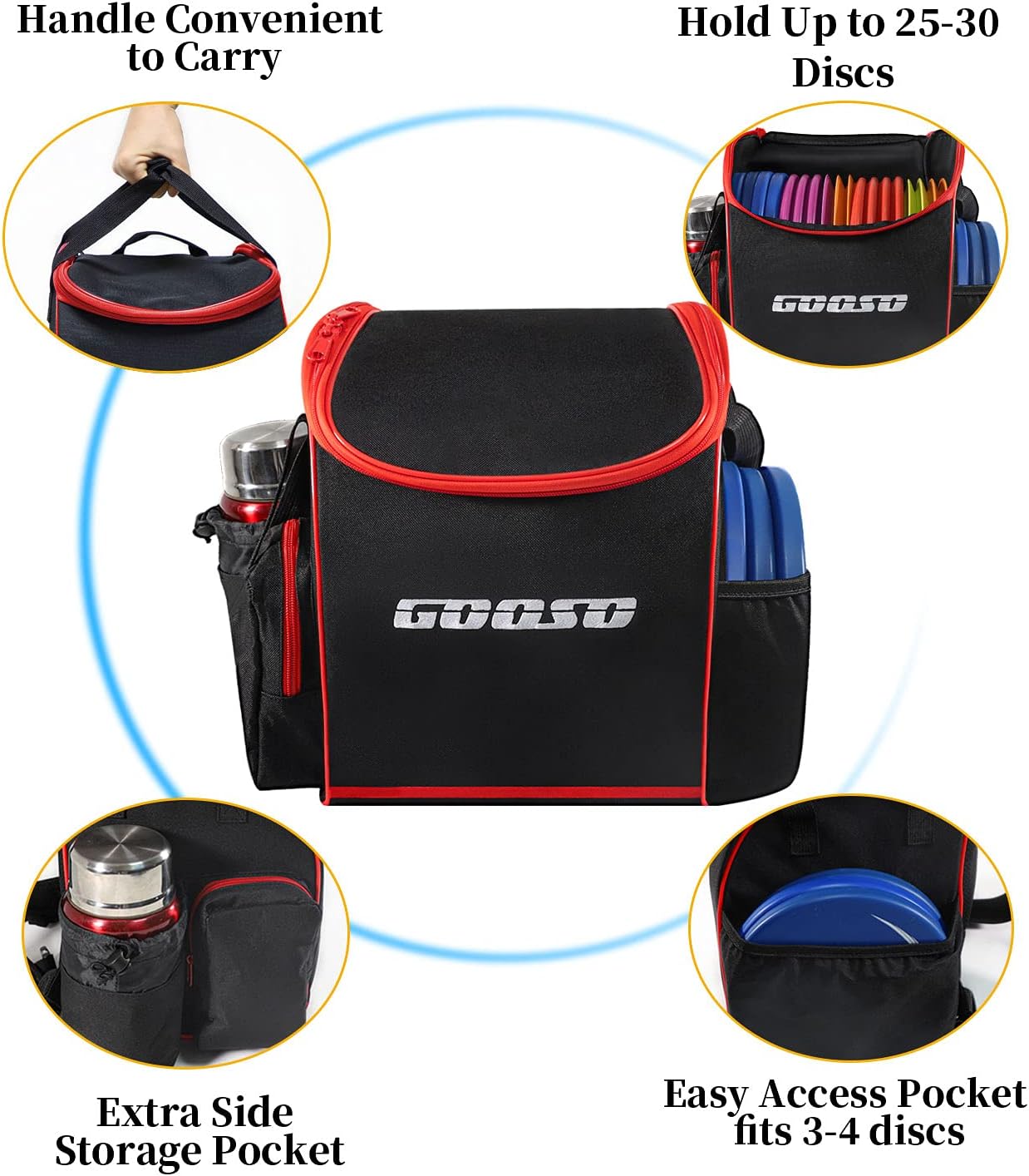 GOOSO Disc Golf Set with Bag - 12 PCS Flying Disc Golf Discs for Beginner with Putter, Midrange, Driver | Portable Disc Golf Backpack Holds 28+ Discs Free Stand Bag Design for Convenient Use