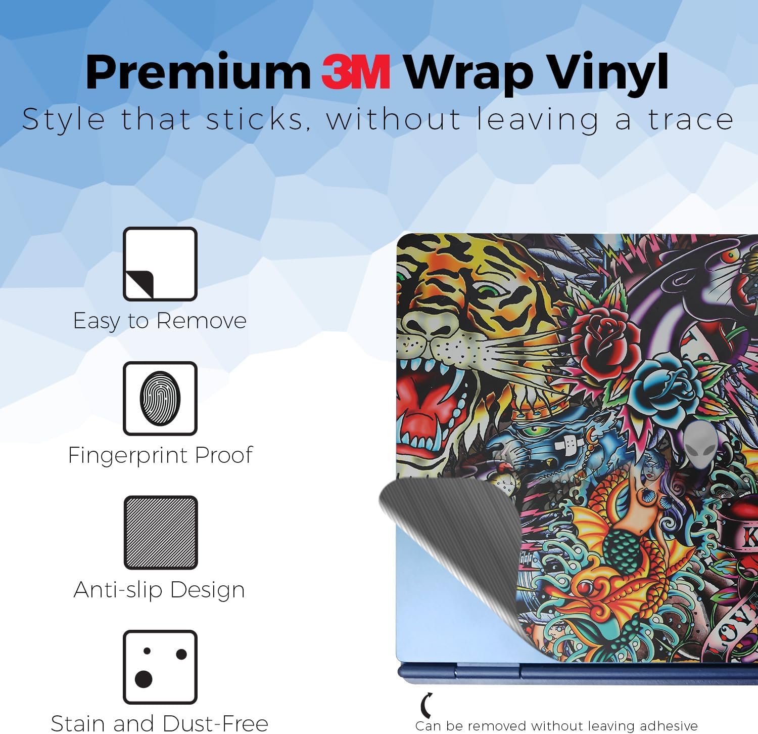 Laptop Skin Compatible with Alienware 16/16X Aurora (2025) - Old School Tattoo - Premium 3M Vinyl Protective Wrap Decal Cover - Easy to Apply | Crafted in The USA by MightySkins