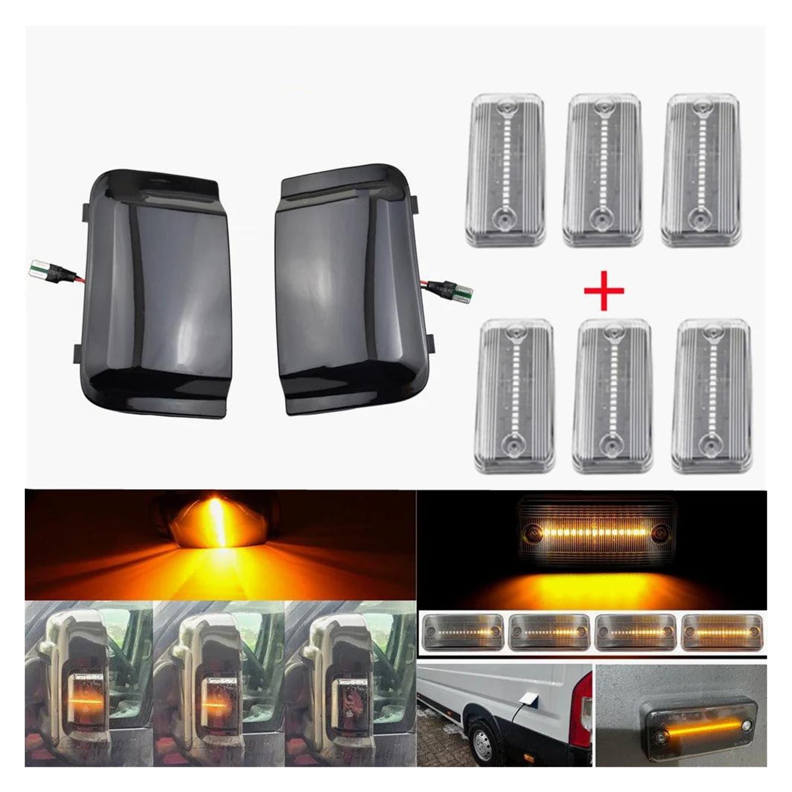 Intermitentes para Peugeot Boxer 2006-2019, Intermitentes dinámicos, Espejo retrovisor Lateral del Coche, luz de señalización dinámica.