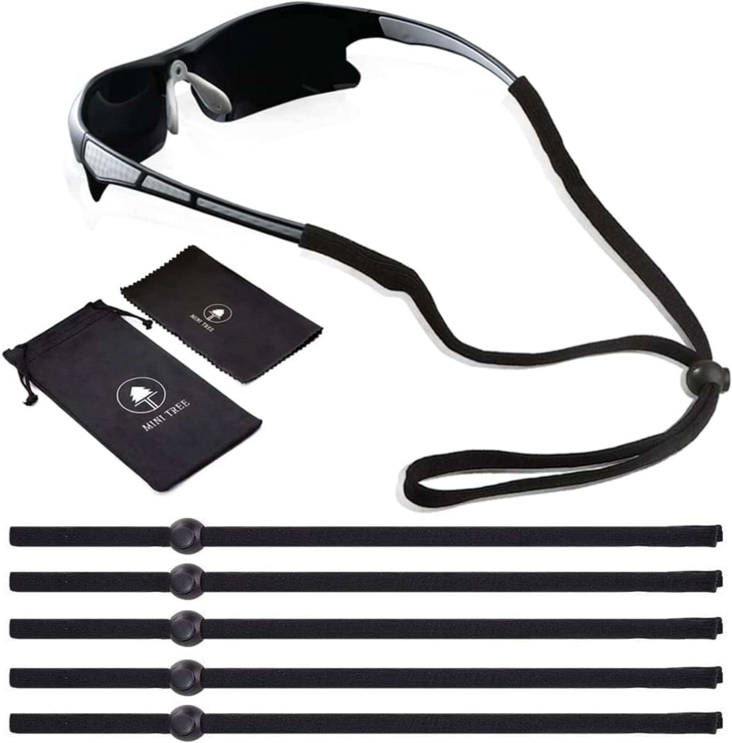 5 PCS Sports Eyeglass Strap Sunglasses Lanyard Adjustable Non-Slip Eyewear Retainer Glass Cord for Running Camping Reading Outdoor
